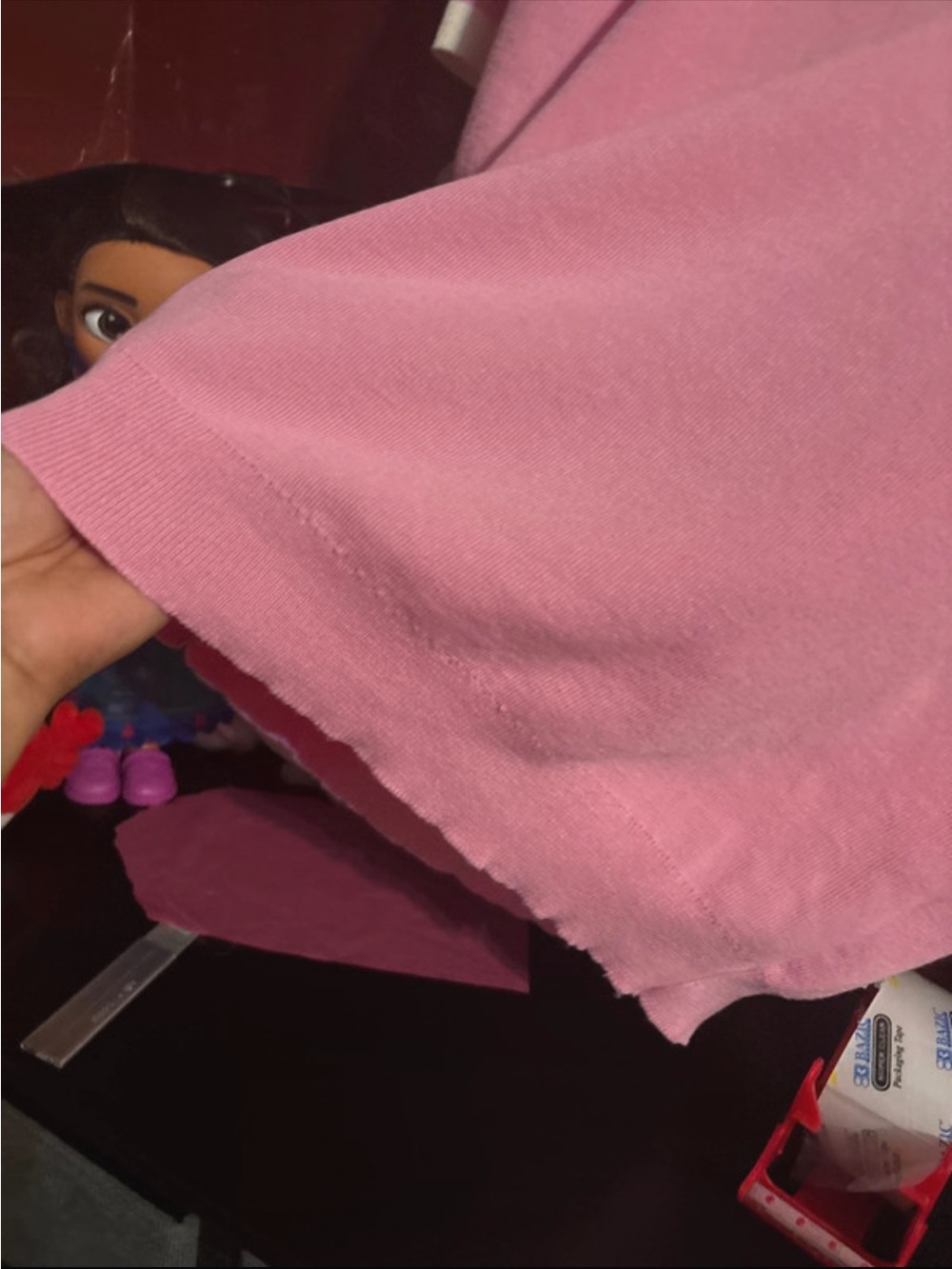 Pink Knit Shorts with Cream Trim - Picture 4 of 8